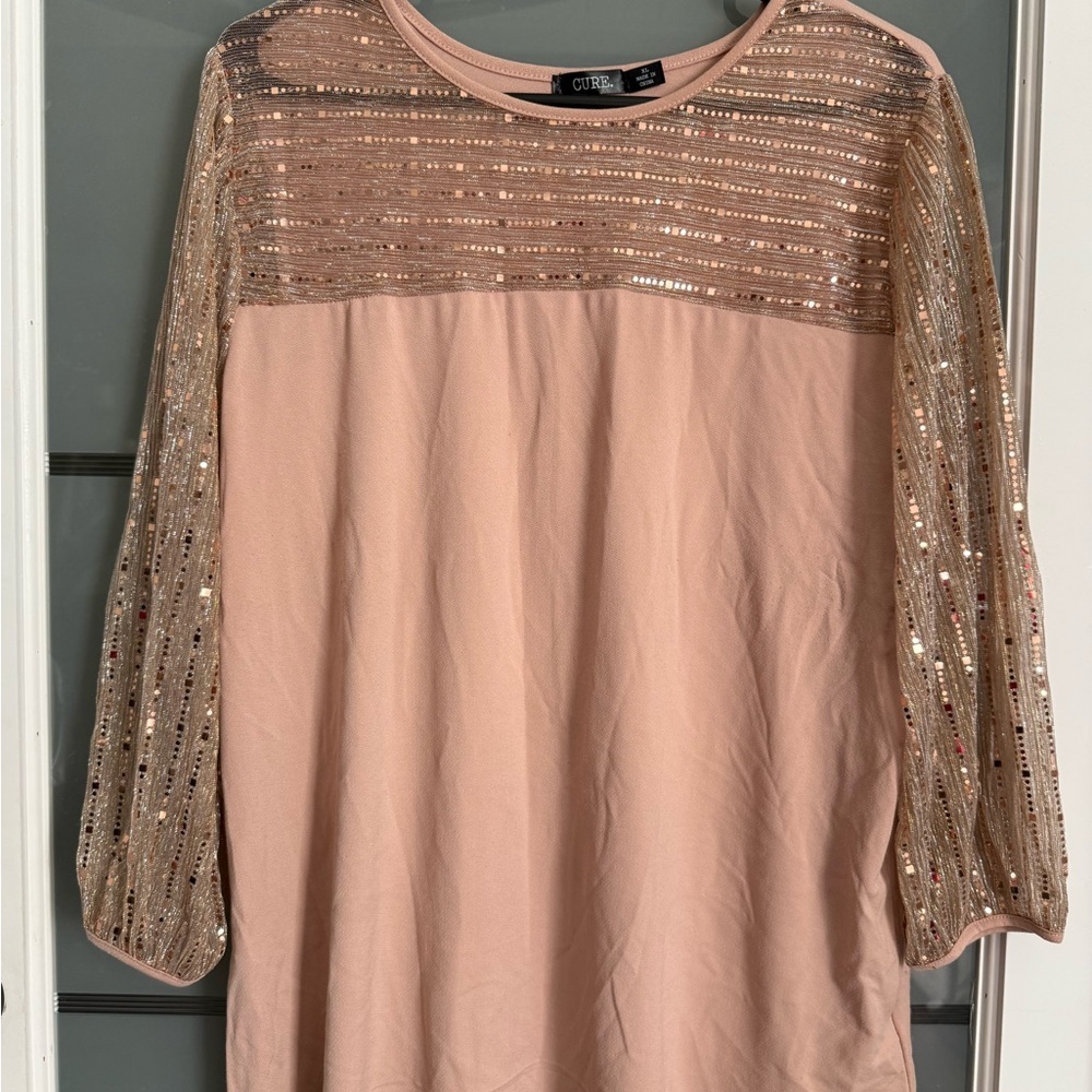 Elegant Sequin Blouse in Blush Pink